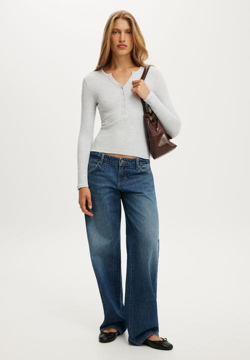 Cotton On - Blake henley long sleeve - grey marle