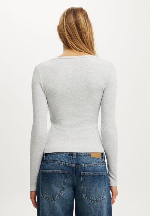 Cotton On - Blake henley long sleeve - grey marle