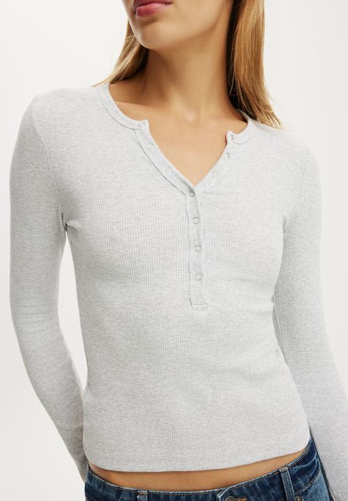 Cotton On - Blake henley long sleeve - grey marle