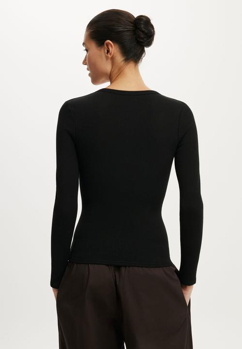 Cotton On - Blake henley long sleeve - black