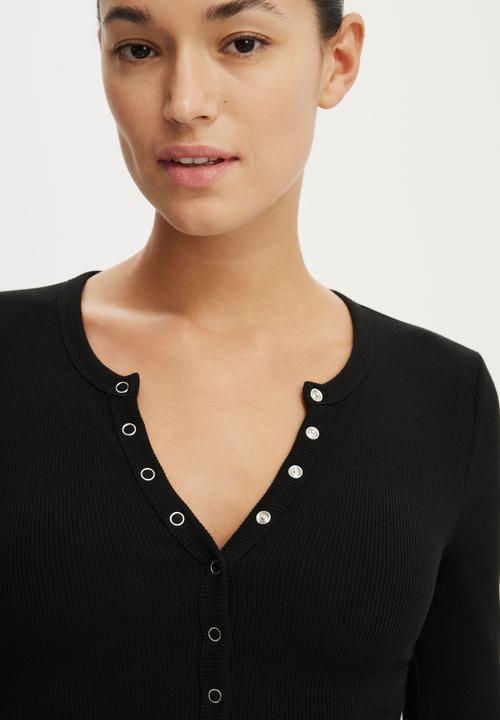 Cotton On - Blake henley long sleeve - black