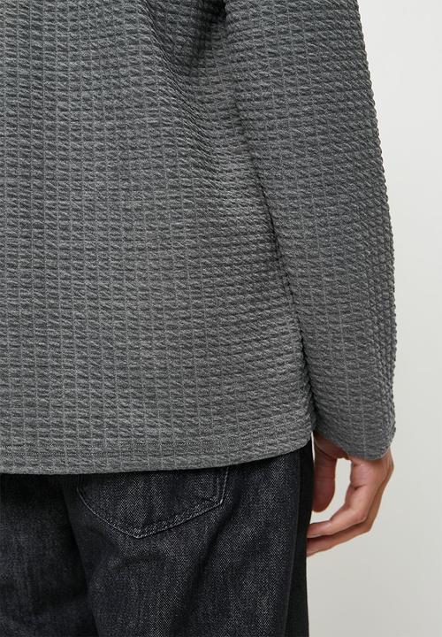 Brave Soul - Waffle Long tops- grey marl