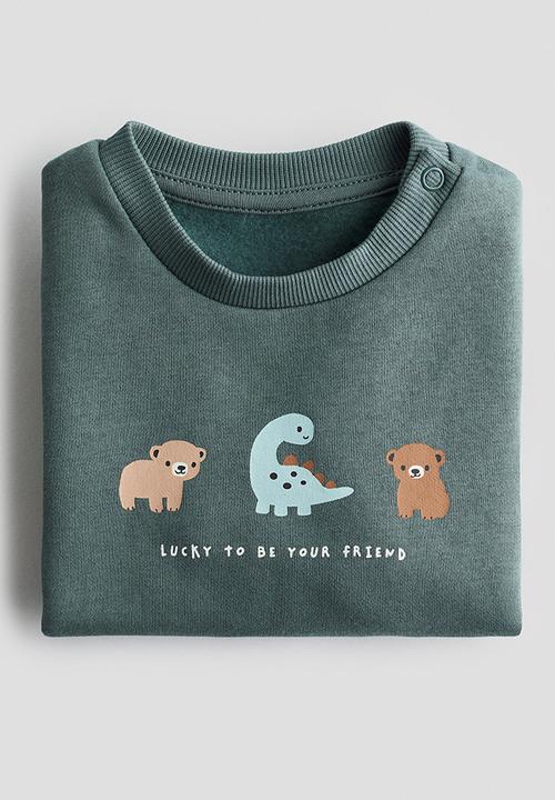 H&M - Printed sweatshirt - dark turquoise/dinosaur