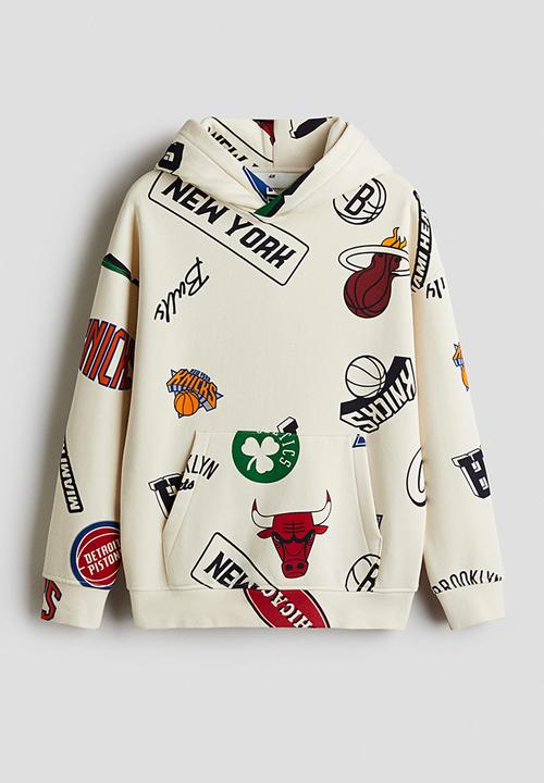 H&M - Printed hoodie - light beige/nba 