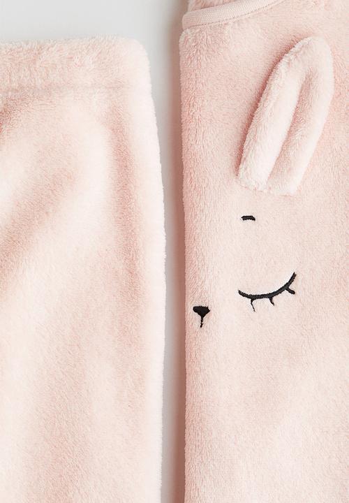 H&M - Appliquéd pile pyjamas - light pink/bunny
