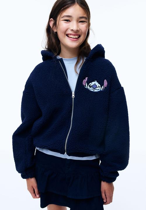 H&M - Teddy zip-through hoodie - blue/stitch