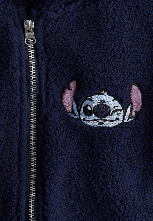 H&M - Teddy zip-through hoodie - blue/stitch