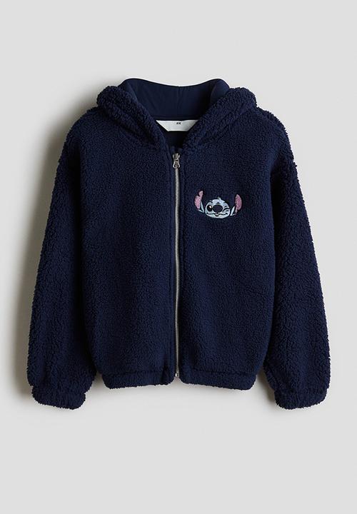 H&M - Teddy zip-through hoodie - blue/stitch