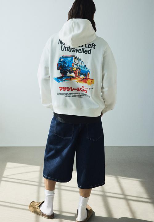 Loose fit printed hoodie - white masashi - 1122659072