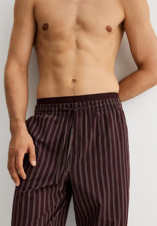 H&M - Relaxed fit poplin trousers - plum purple striped