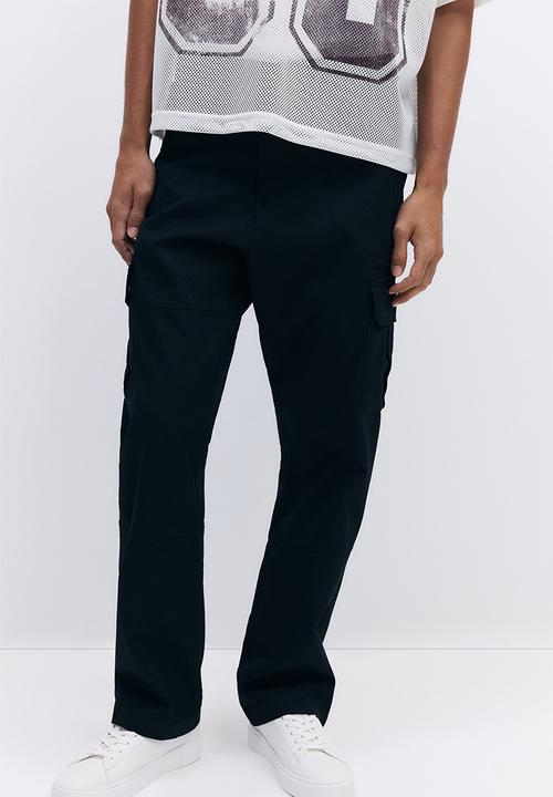 H&M - Regular fit twill cargo trousers - black