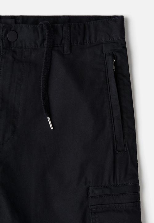 H&M - Regular fit twill cargo trousers - black