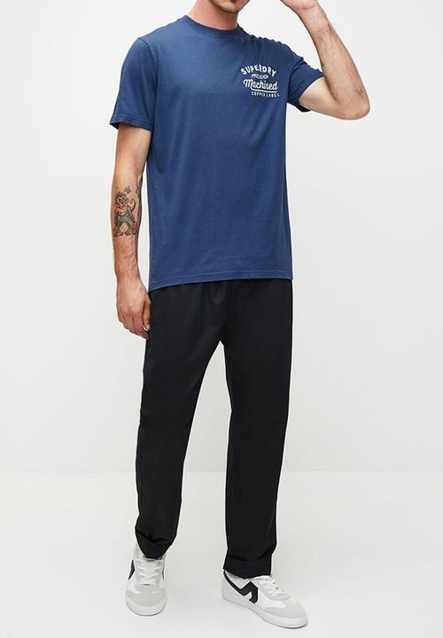 Superdry. - Copper label chest graphic tee - pilot mid blue