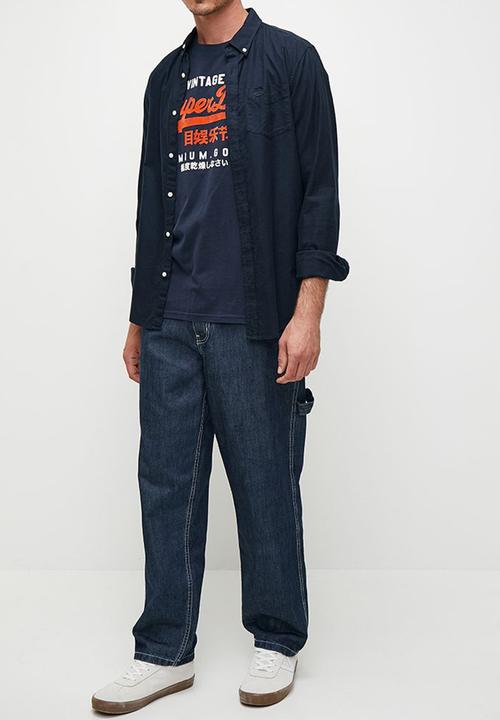 Superdry. - Duo vintage logo T-shirt - richest navy