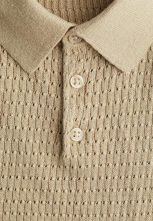 H&M - Cotton-knit polo shirt - beige