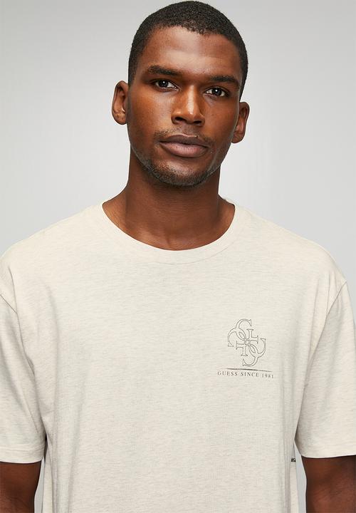GUESS - Short sleeve Bsc Dstrssd Quattro G Tee - Light Oatmeal Heather M11