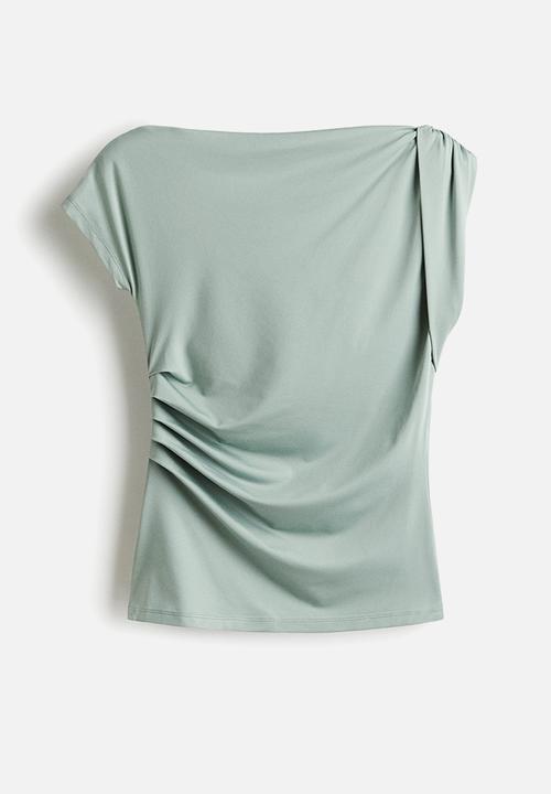 H&M - Draped one-shoulder top - pastel green
