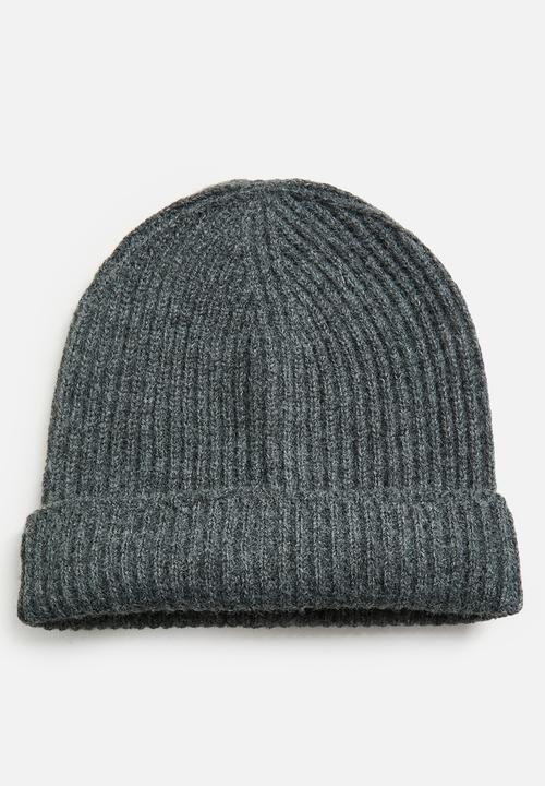 Tessa Design - Camille Ribbed Turn Up Beanie - Grey