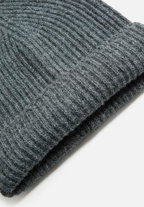 Tessa Design - Camille Ribbed Turn Up Beanie - Grey