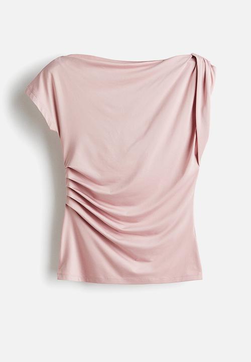 H&M - Draped one-shoulder top - light pink