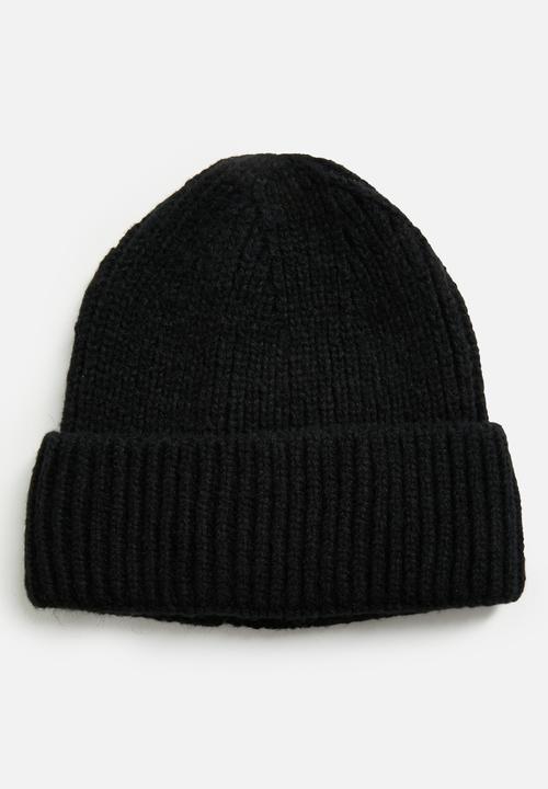 Tessa Design - Calypso Ribbed Turn Up Beanie - Black