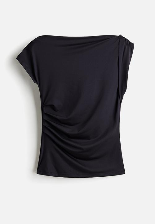 H&M - Draped one-shoulder top - black