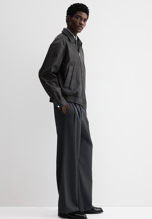 Loose fit washed-look jacket - dark brown - 1309005001