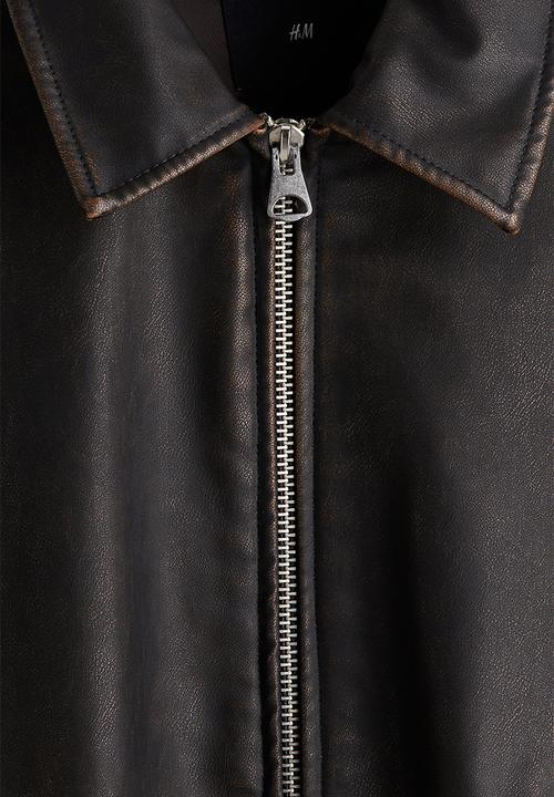 H&M - Loose fit washed-look jacket - dark brown 