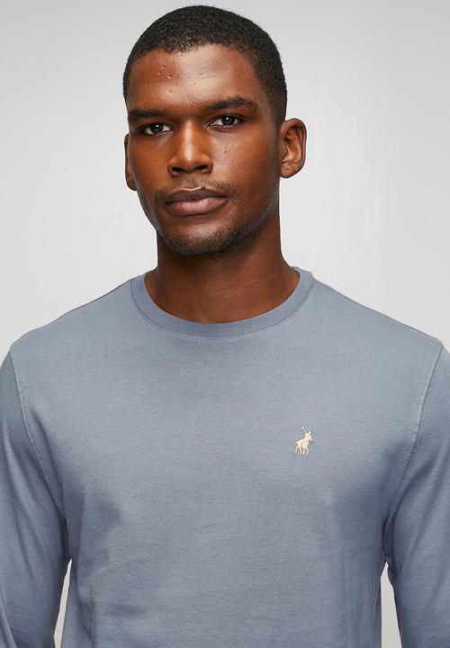 POLO - Paul Essential Badge Long sleeve Tee - Blue