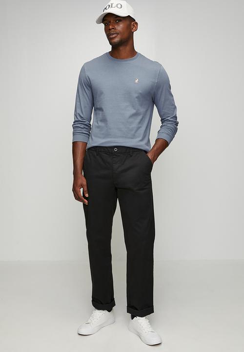 POLO - Paul Essential Badge Long sleeve Tee - Blue