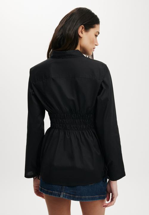 Cotton On - Gathered long sleeve shirt - black