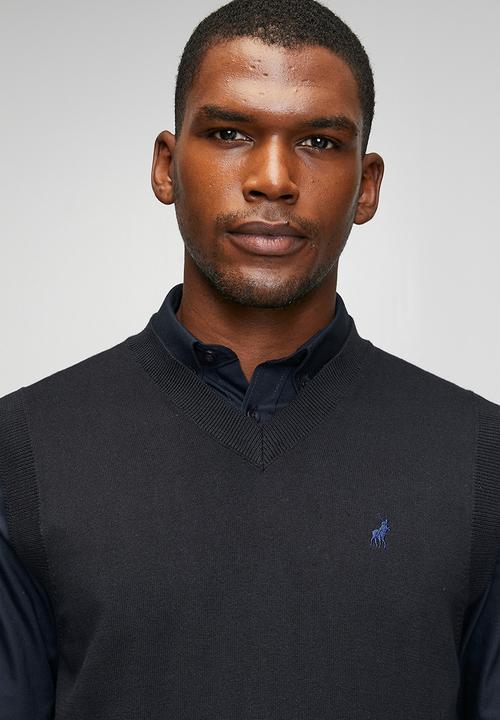 POLO - Luke  Stripe Crew Long Sleeve Knitwear  - Navy