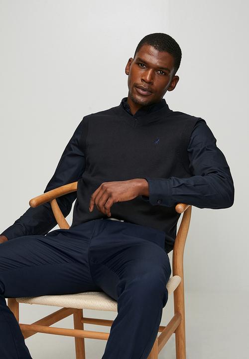 POLO - Luke  Stripe Crew Long Sleeve Knitwear  - Navy