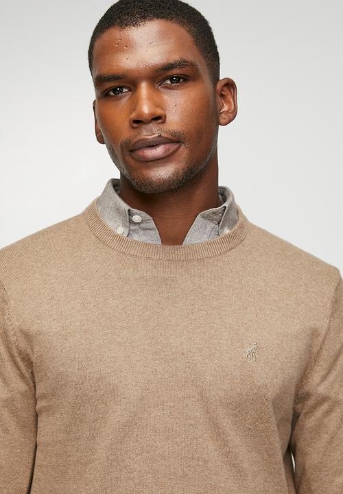 POLO - Luke Essential Cotton Crew Long Sleeve Knitwear  - Brown