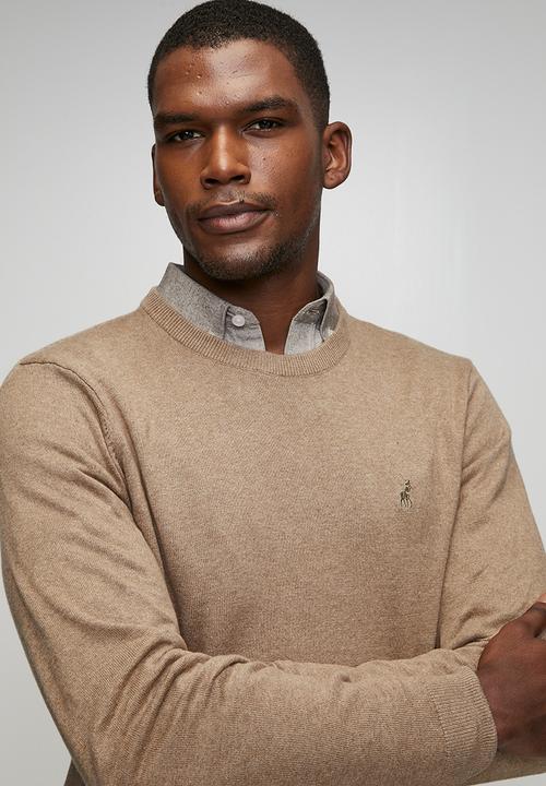 POLO - Luke Essential Cotton Crew Long Sleeve Knitwear  - Brown