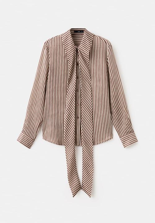 MANGO - Blouse corbat- brown