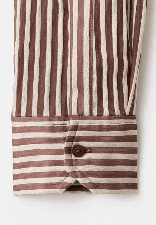 MANGO - Blouse corbat- brown
