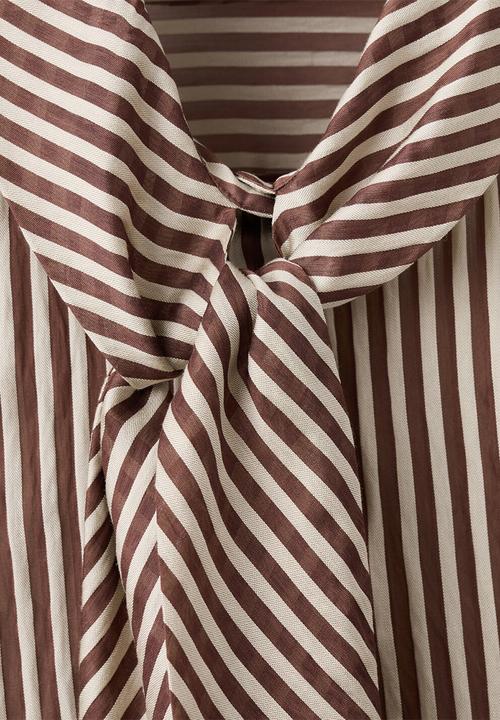 MANGO - Blouse corbat- brown