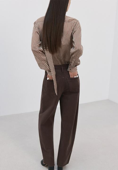MANGO - Blouse corbat- brown