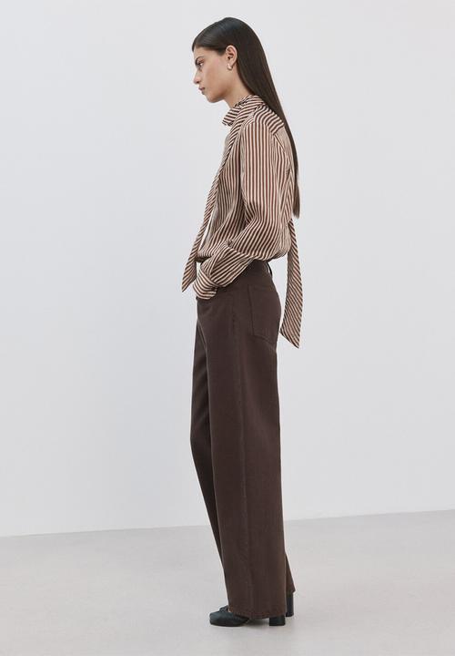 MANGO - Blouse corbat- brown