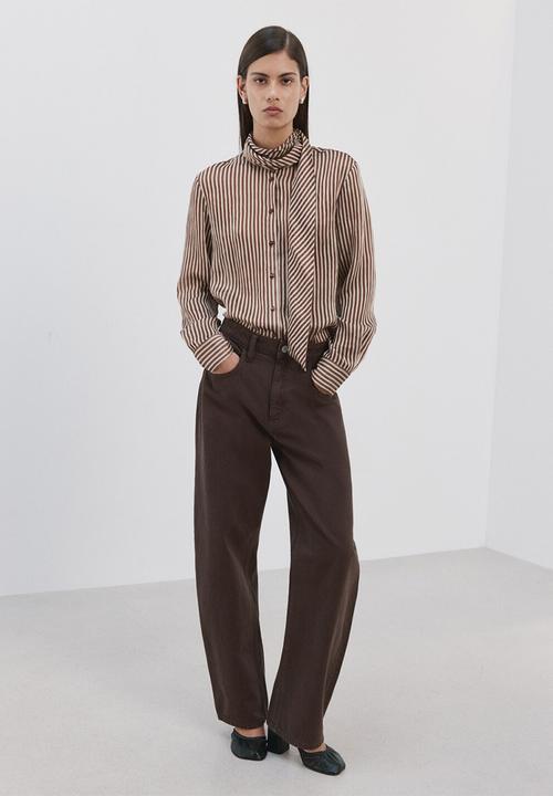 MANGO - Blouse corbat- brown