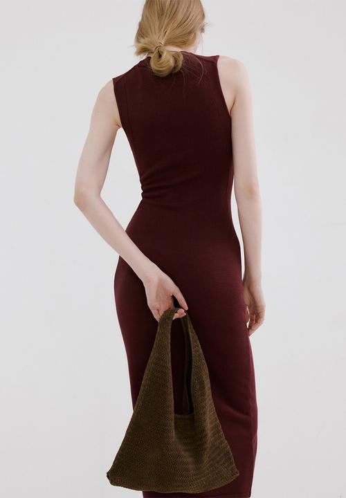 MANGO - Dress apre - dark red