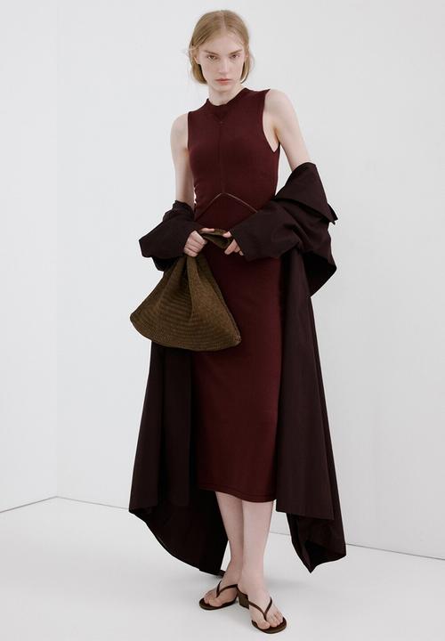 MANGO - Dress apre - dark red