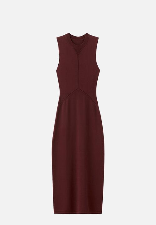 MANGO - Dress apre - dark red