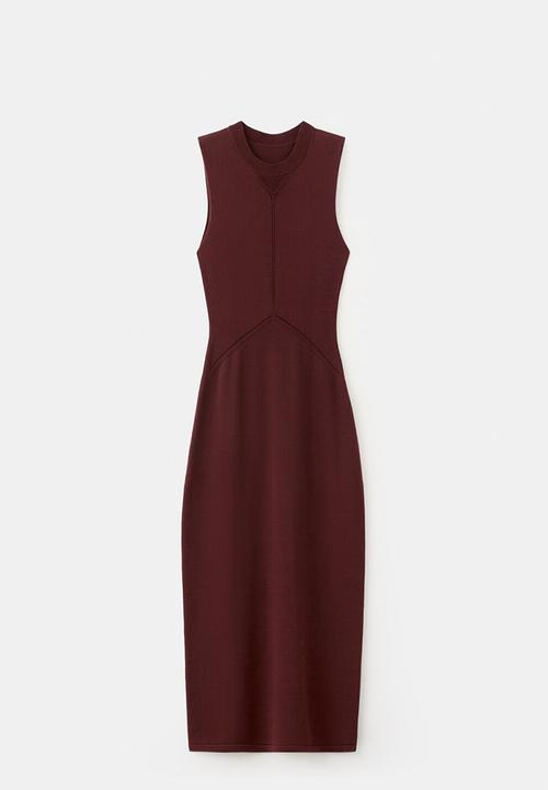 MANGO - Dress apre - dark red