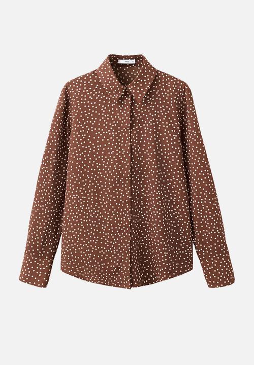 MANGO - Shirt basic- medium brown