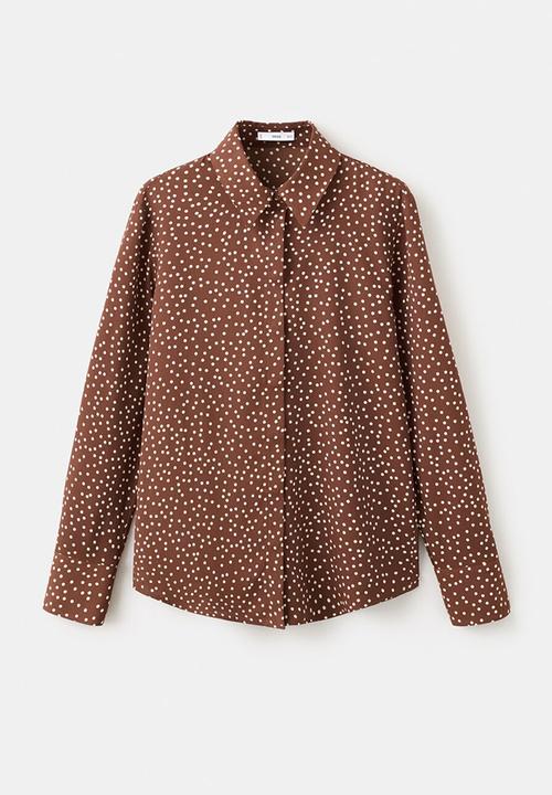 MANGO - Shirt basic- medium brown