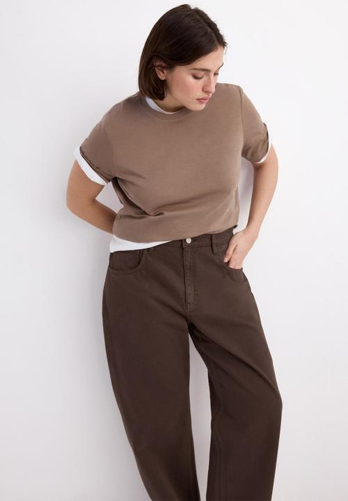 MANGO - Jeans bet - dark brown