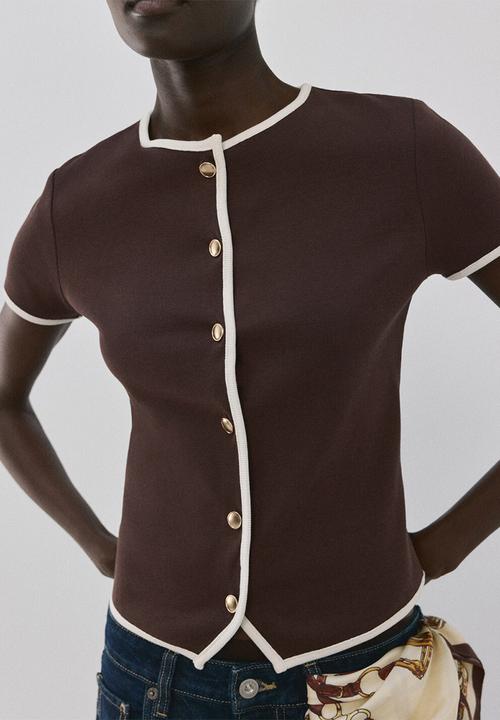MANGO - T-Shirt Portbi - Dark Brown