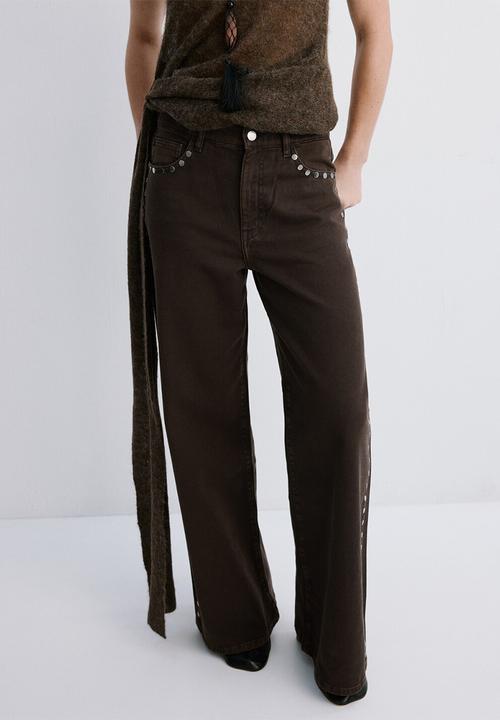 MANGO - Jeans studs- dark brown